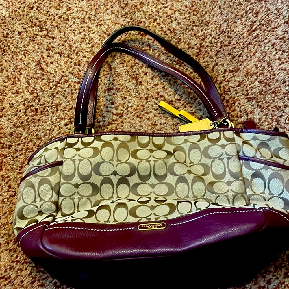 Coach handbag with leather accents